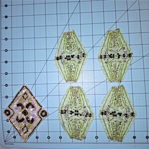 Assorted Appliques Lime Sequin and Bead  Lot of 5